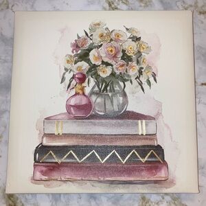 NEW Floral Watercolor Square Canvas Wall Art Feminine Glam Home Decor